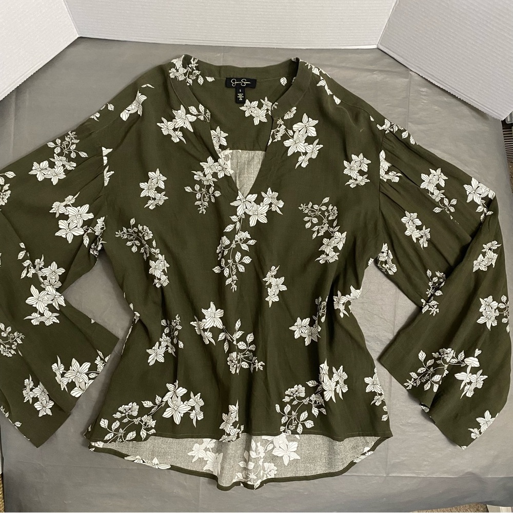 *Final Price Jessica Simpson Flare Sleeve Boho Blouse Floral Viscose Sz. S *Read